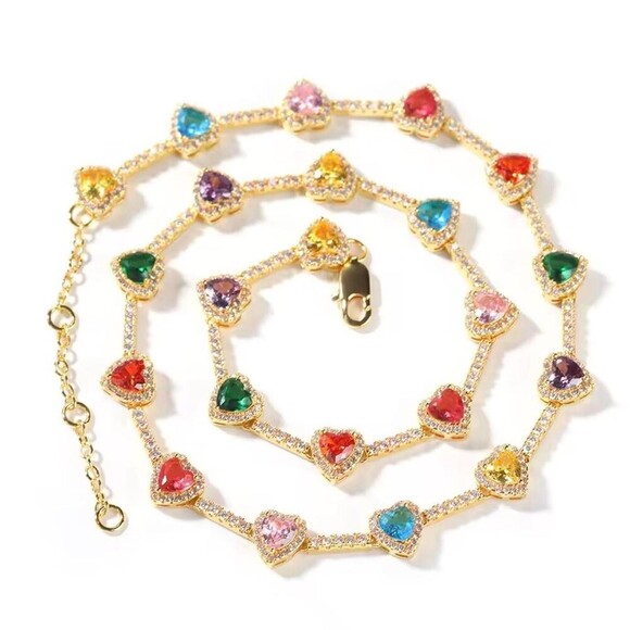 Icy Heart Necklacemulticoloured Heart Shaped Necklace 16inch